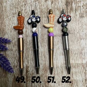 Handcrafted Motorcycle Pens Beaded Unique Artisan Gifts Office Accessories